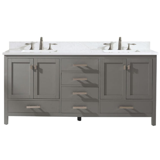 Design Element Valentino 72" Gray Double Rectangular Sink Vanity V01-72-GY