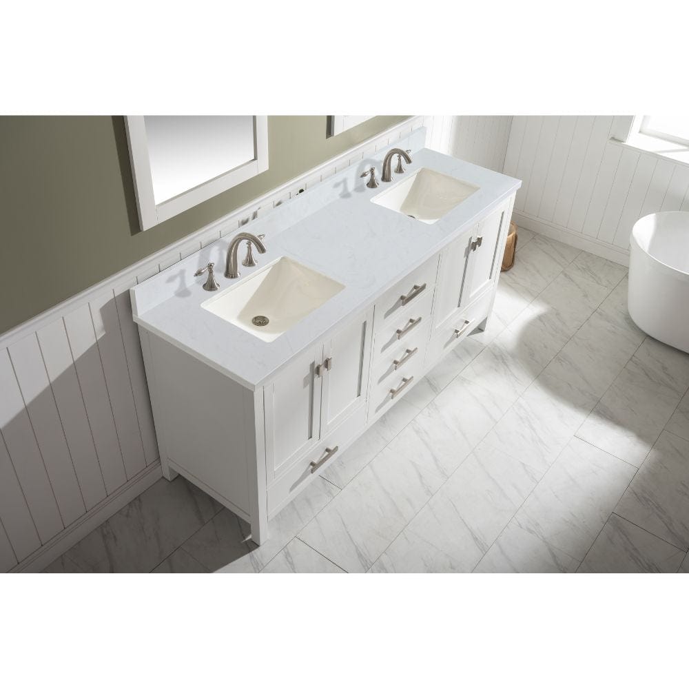 Design Element Valentino 72" White Double Rectangular Sink Vanity | V01-72-WT