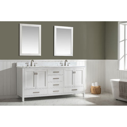 Design Element Valentino 72" White Double Rectangular Sink Vanity | V01-72-WT