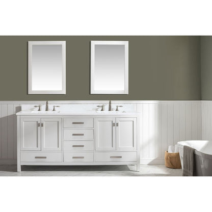 Design Element Valentino 72" White Double Rectangular Sink Vanity | V01-72-WT