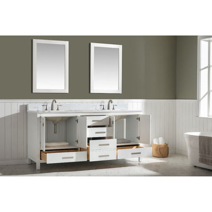 Design Element Valentino 72" White Double Rectangular Sink Vanity | V01-72-WT