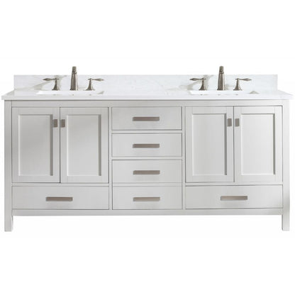 Design Element Valentino 72" White Double Rectangular Sink Vanity | V01-72-WT