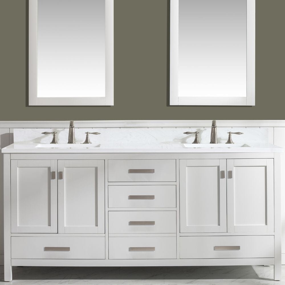 Design Element Valentino 72" White Double Rectangular Sink Vanity | V01-72-WT