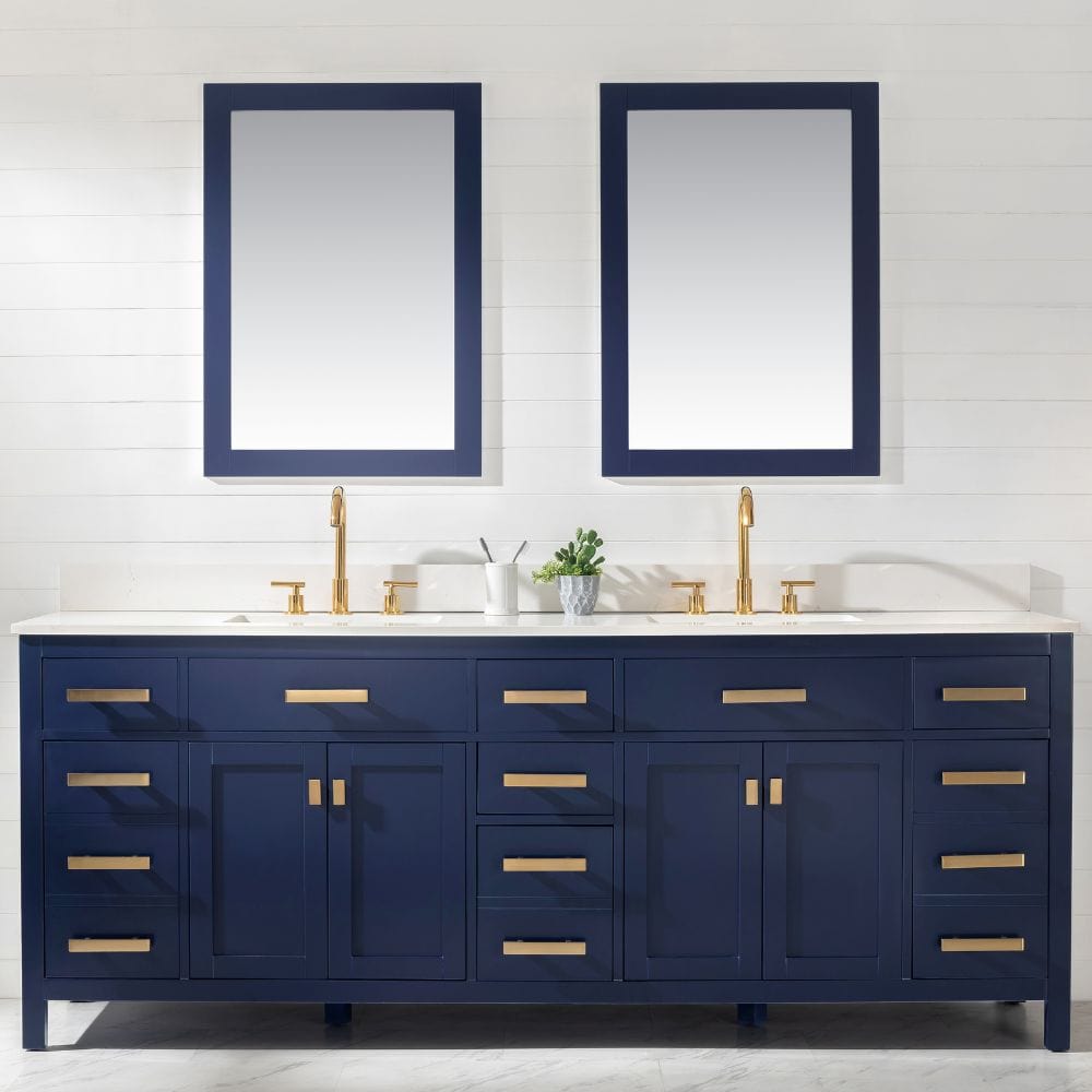 Design Element Valentino 84" Blue Double Rectangular Sink Vanity | V01-84-BLU