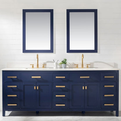 Design Element Valentino 84" Blue Double Rectangular Sink Vanity | V01-84-BLU