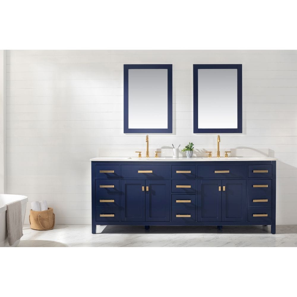 Design Element Valentino 84" Blue Double Rectangular Sink Vanity | V01-84-BLU