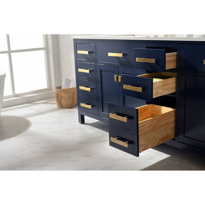 Design Element Valentino 84" Blue Double Rectangular Sink Vanity | V01-84-BLU