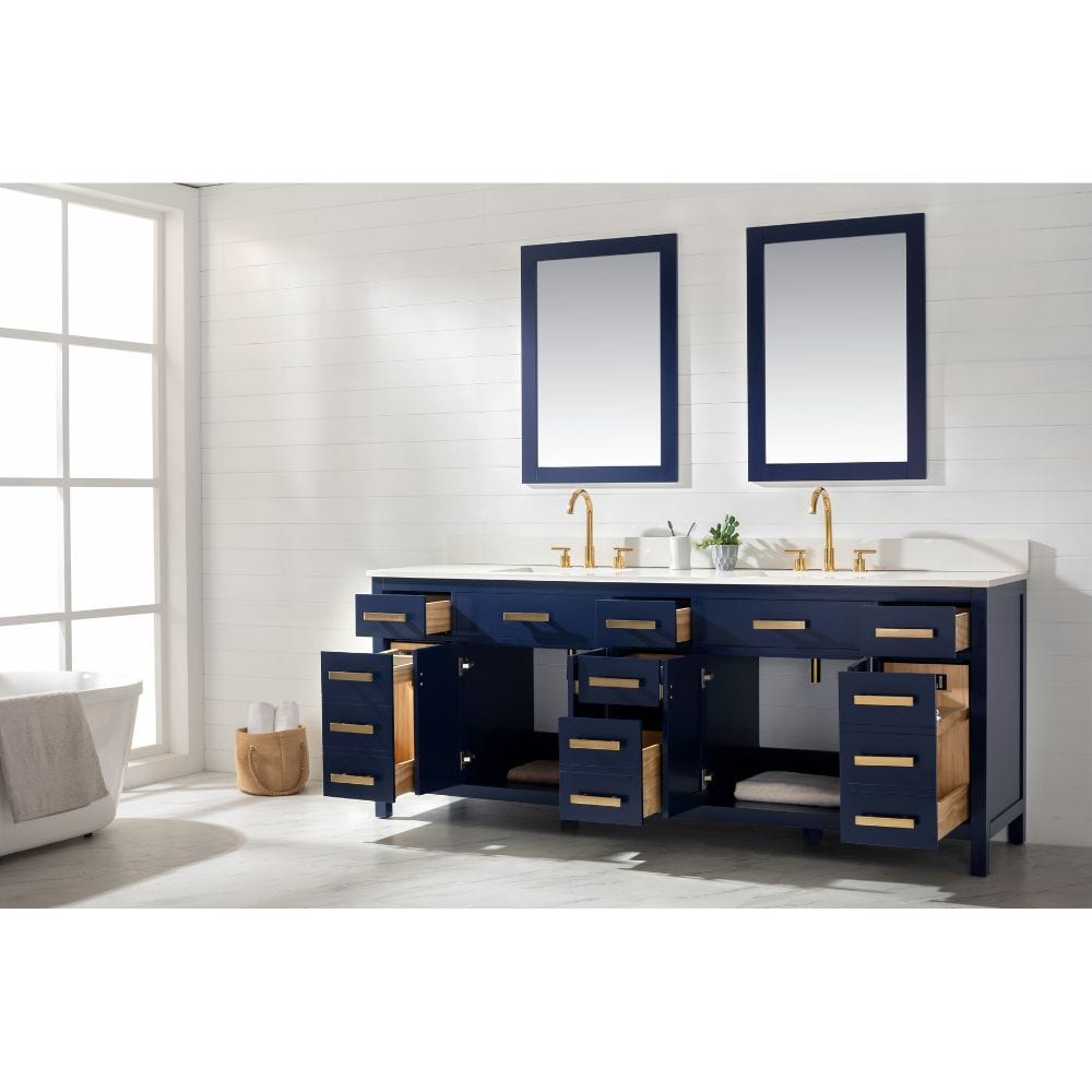 Design Element Valentino 84" Blue Double Rectangular Sink Vanity | V01-84-BLU