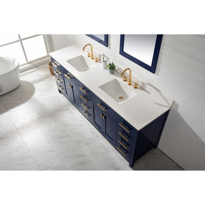 Design Element Valentino 84" Blue Double Rectangular Sink Vanity | V01-84-BLU