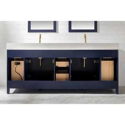 Design Element Valentino 84" Blue Double Rectangular Sink Vanity | V01-84-BLU