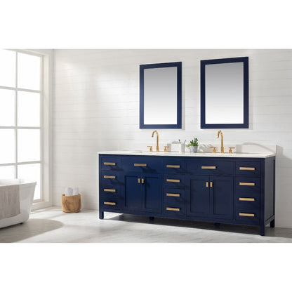 Design Element Valentino 84" Blue Double Rectangular Sink Vanity | V01-84-BLU