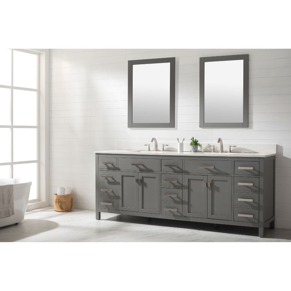 Design Element Valentino 84" Gray Double Rectangular Sink Vanity | V01-84-GY