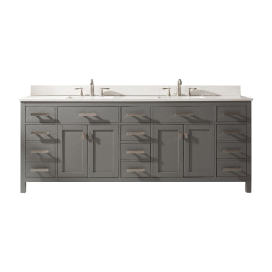 Design Element Valentino 84" Gray Double Rectangular Sink Vanity | V01-84-GY