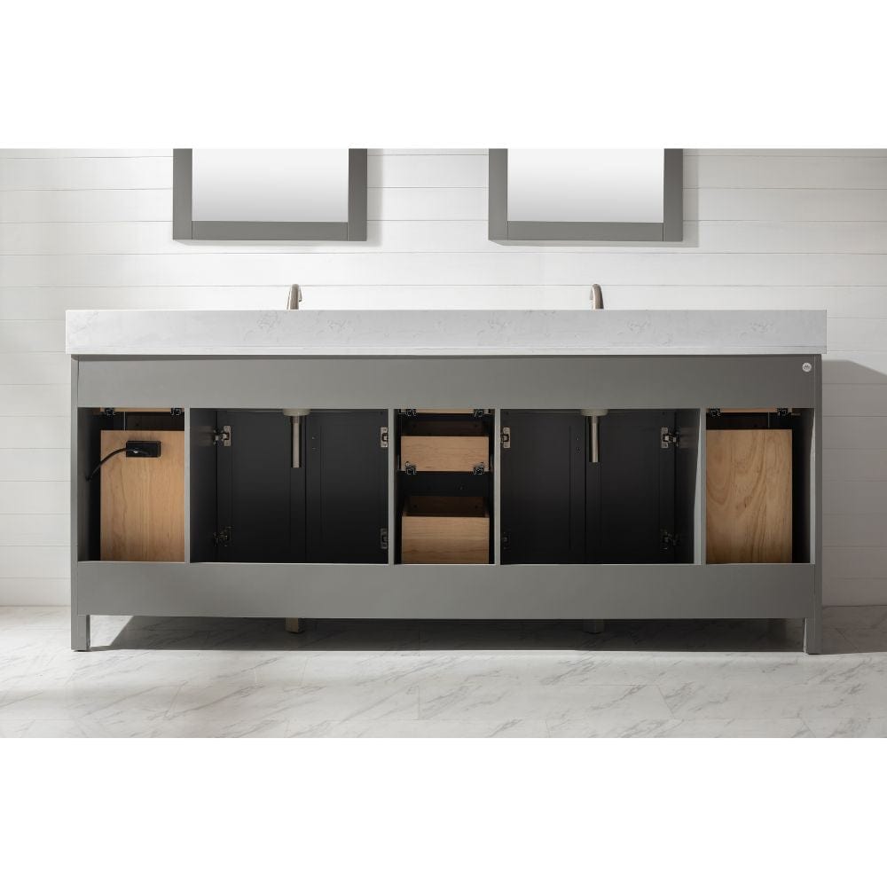 Design Element Valentino 84" Gray Double Rectangular Sink Vanity | V01-84-GY