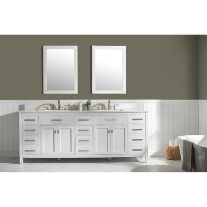 Design Element Valentino 84" White Double Rectangular Sink Vanity | V01-84-WT