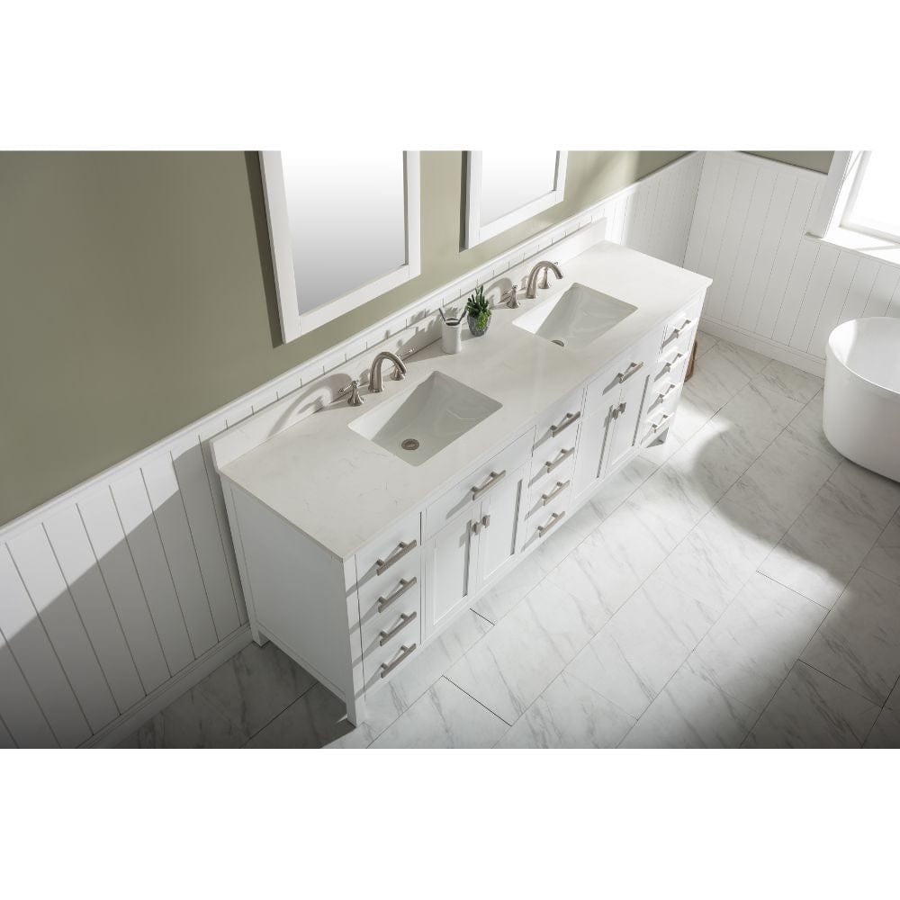 Design Element Valentino 84" White Double Rectangular Sink Vanity | V01-84-WT