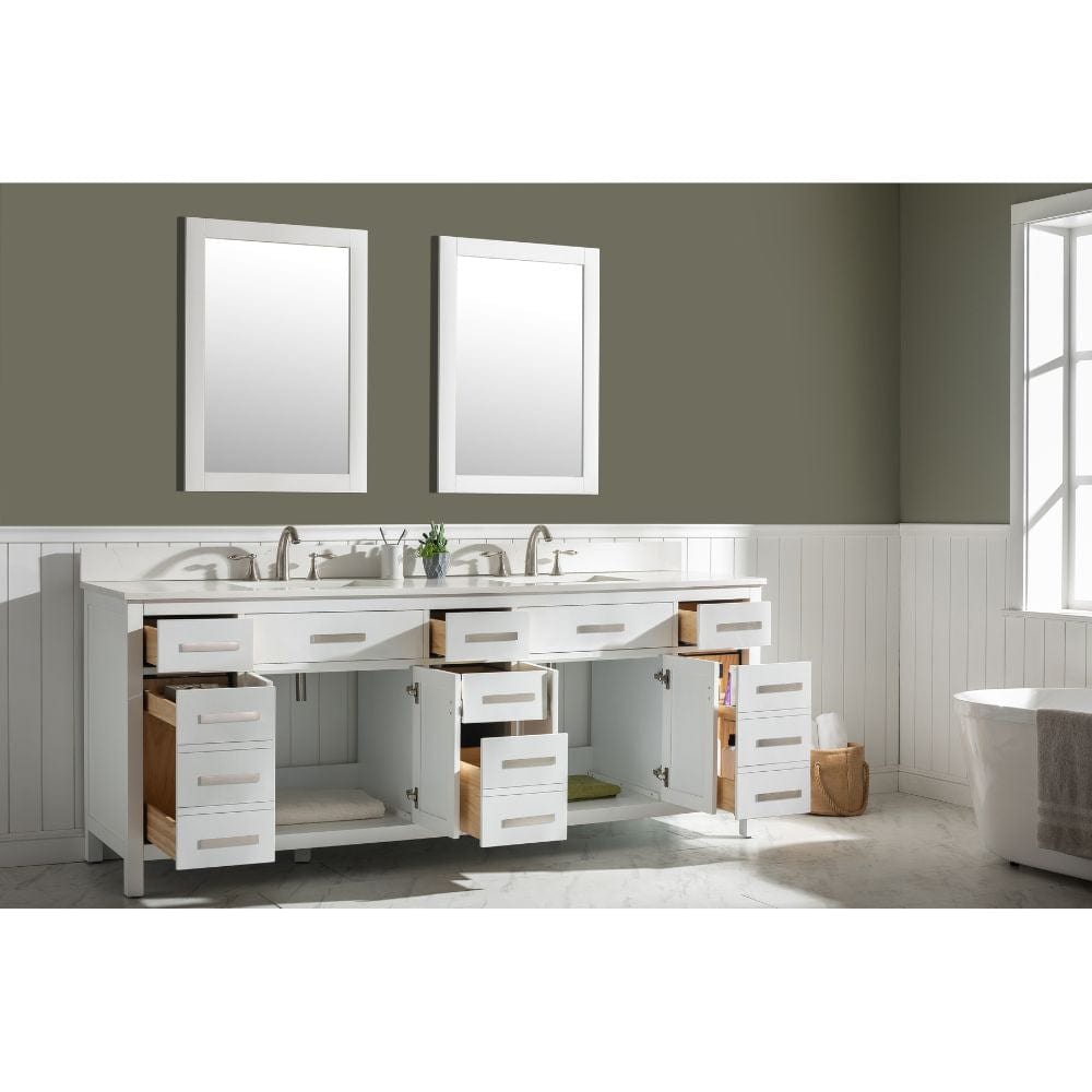 Design Element Valentino 84" White Double Rectangular Sink Vanity | V01-84-WT