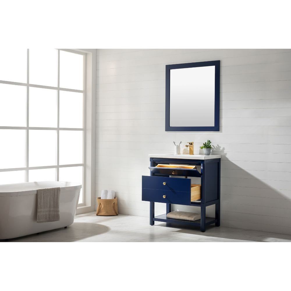 Logan Transitional Blue 30" Single Sink Vanity | S07-30-BLU