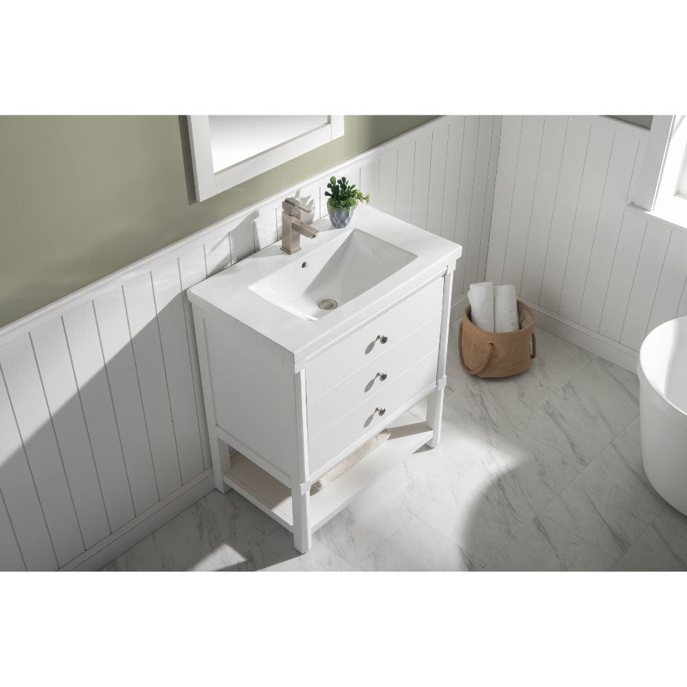 Logan Transitional White 30" Single Sink Vanity | S07-30-WT