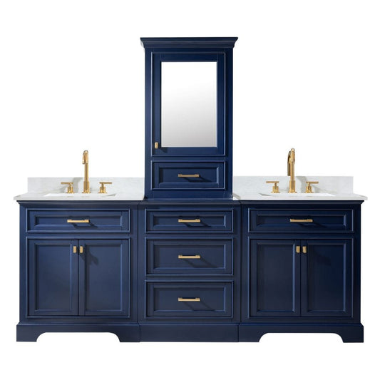 Milano Transitional Blue 84" Double Sink Bathroom Vanity Modular Set | ML-84MC-BLU