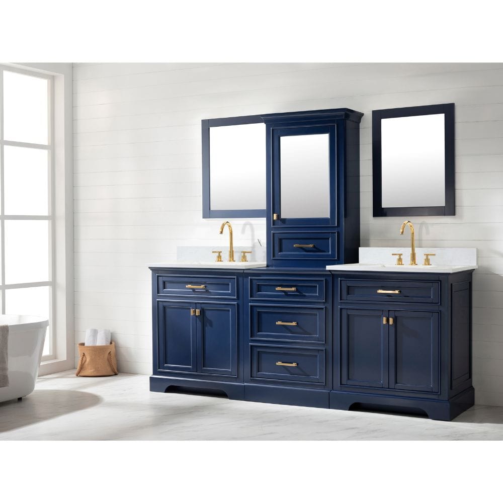 Milano Transitional Blue 96" Double Sink Bathroom Vanity Modular Set | ML-96MC-BLU