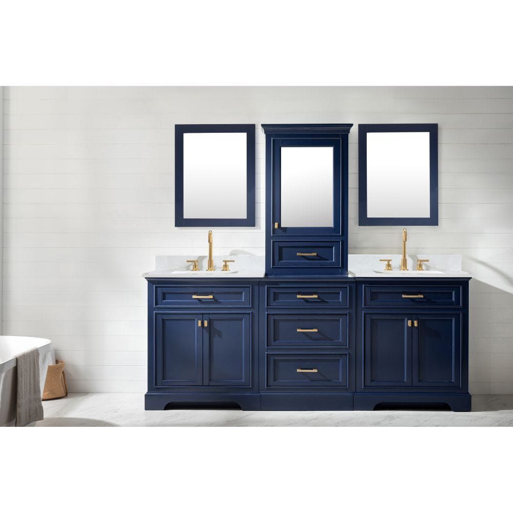 Milano Transitional Blue 96" Double Sink Bathroom Vanity Modular Set | ML-96MC-BLU