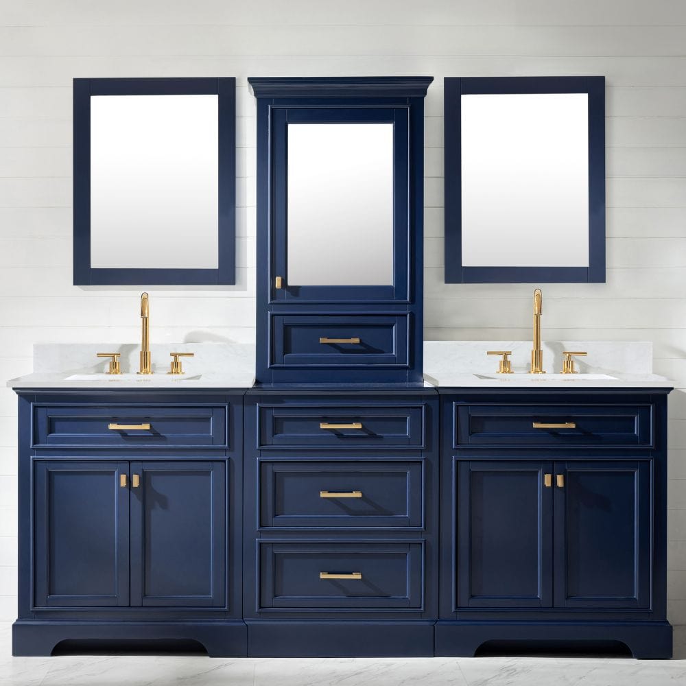 Milano Transitional Blue 96" Double Sink Bathroom Vanity Modular Set | ML-96MC-BLU