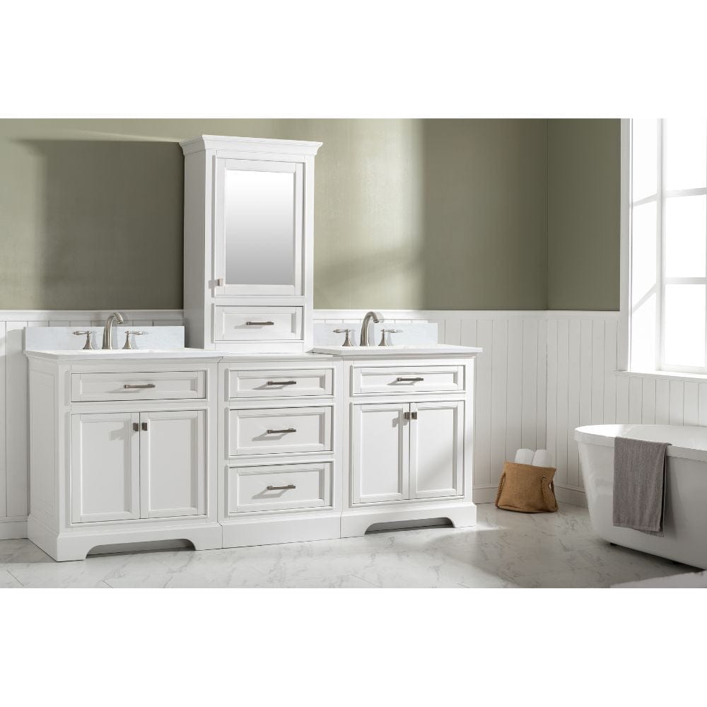 Milano Transitional White 84" Double Sink Bathroom Vanity Modular Set | ML-84MC-WT