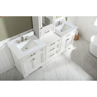 Milano Transitional White 84" Double Sink Bathroom Vanity Modular Set | ML-84MC-WT