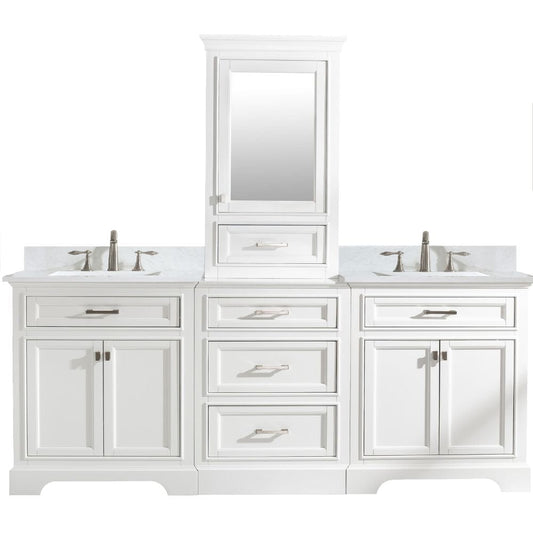 Milano Transitional White 96" Double Sink Bathroom Vanity Modular Set | ML-96MC-WT