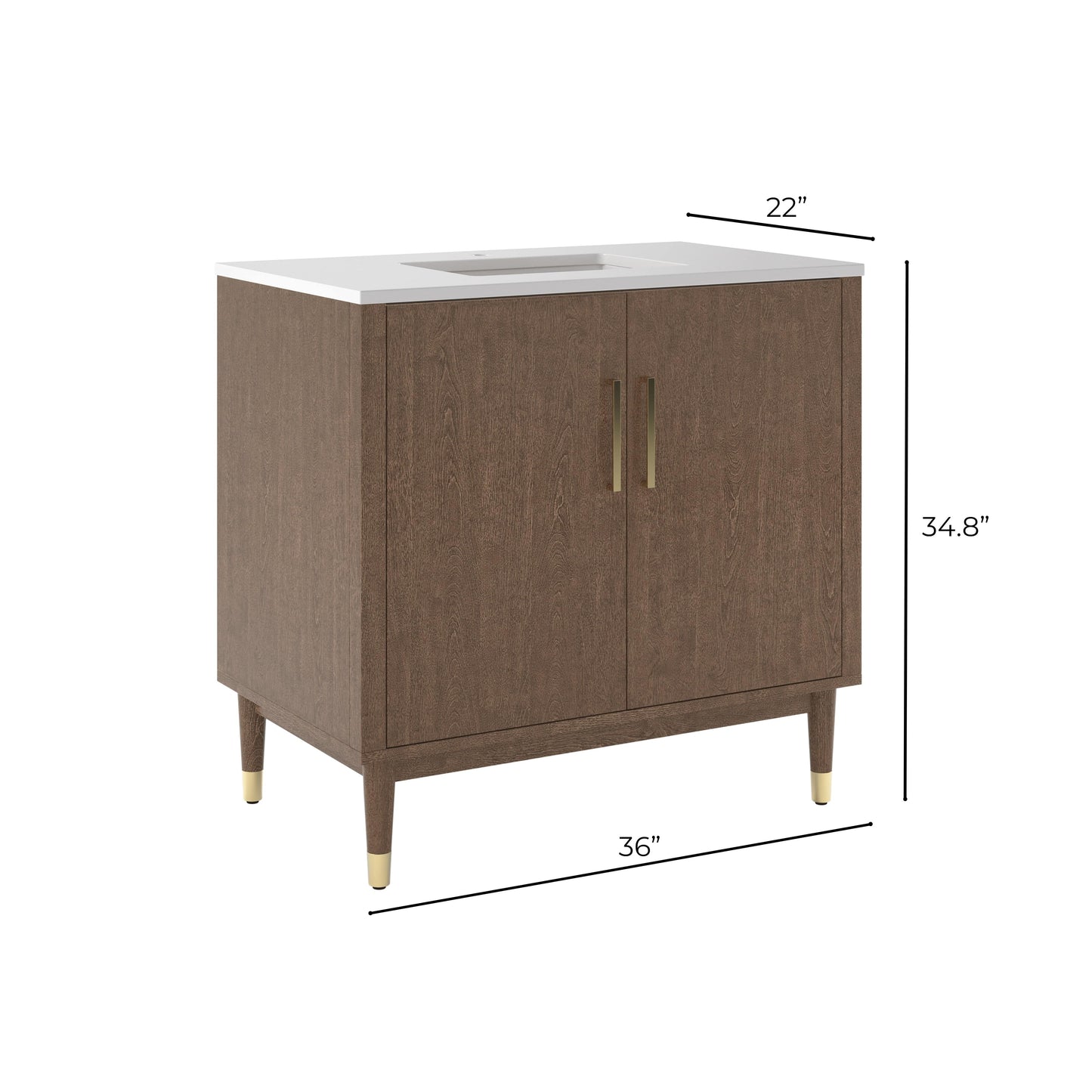 Fresca Sawyer 36" Freestanding Bathroom Cabinet with Top & Sink in Mocha Birch