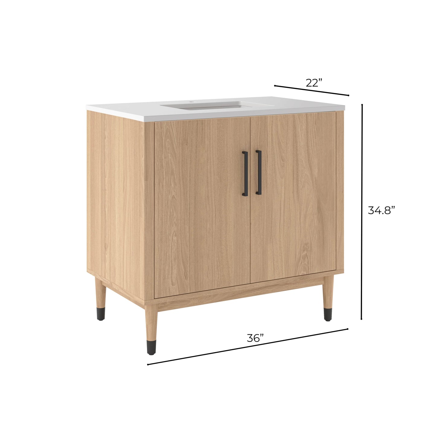 Fresca Sawyer 36" Freestanding Bathroom Cabinet with Top & Sink in Sunburst Oak