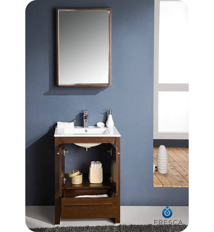 Fresca Allier 24 Wenge Brown Modern Bathroom Vanity w/ Mirror