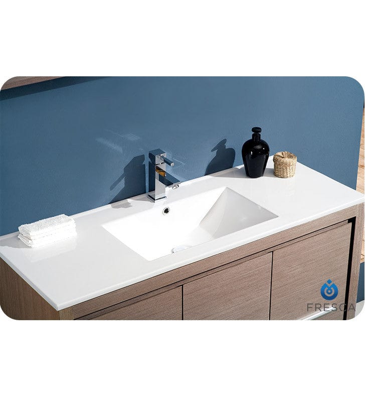 Fresca Allier 48 Gray Oak Modern Bathroom Vanity w/ Mirror