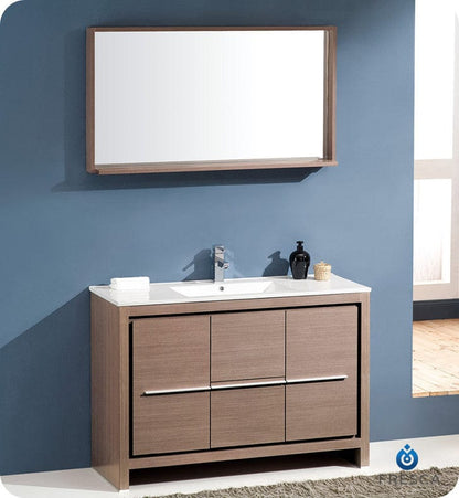 Fresca Allier 48 Gray Oak Modern Bathroom Vanity w/ Mirror