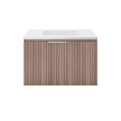 Fresca Elliot 30" Floating Bathroom Cabinet with Top & Sink in Vanilla Oak