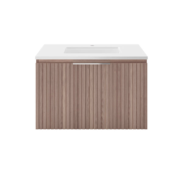 Fresca Elliot 30 Floating Bathroom Cabinet with Top & Sink in Vanilla Oak