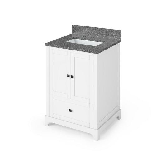 Jeffrey Alexander Addington 24" White Vanity, Steel Grey Cultured Marble Vanity Top, undermount rectangle bowl | VKITADD24WHSGR