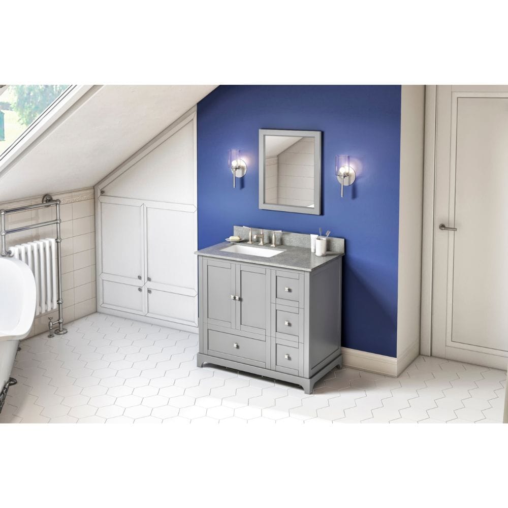 With its simple, clean lines and tapered feet, Addington is the full embodiment of Shaker style. The Addington vanity features full-sized bottom drawers with soft-close slides and expansive cabinets. 