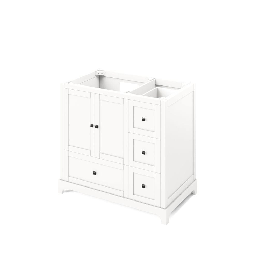 Durable & sealed MDF Construction with full-extension soft-close slides and hinges Three additional offset drawers for more storage Square knobs included