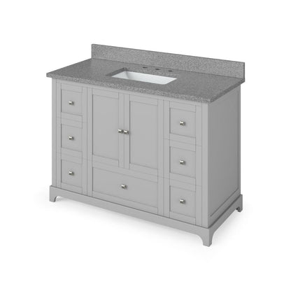 Jeffrey Alexander 48" Grey Addington Vanity, Steel Grey Cultured Marble Vanity Top, undermount rectangle bowl | VKITADD48GRSGR