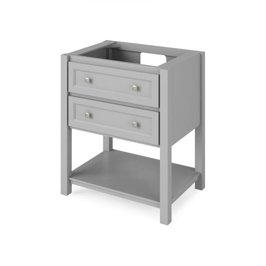 Stainless steel tipout tray and open bottom shelf for optimal storage Square knobs included