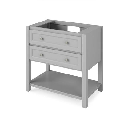 Jeffrey Alexander 36" Grey Adler Vanity, Boulder Cultured Marble Vanity Top, undermount rectangle bowl | VKITADL36GRBOR