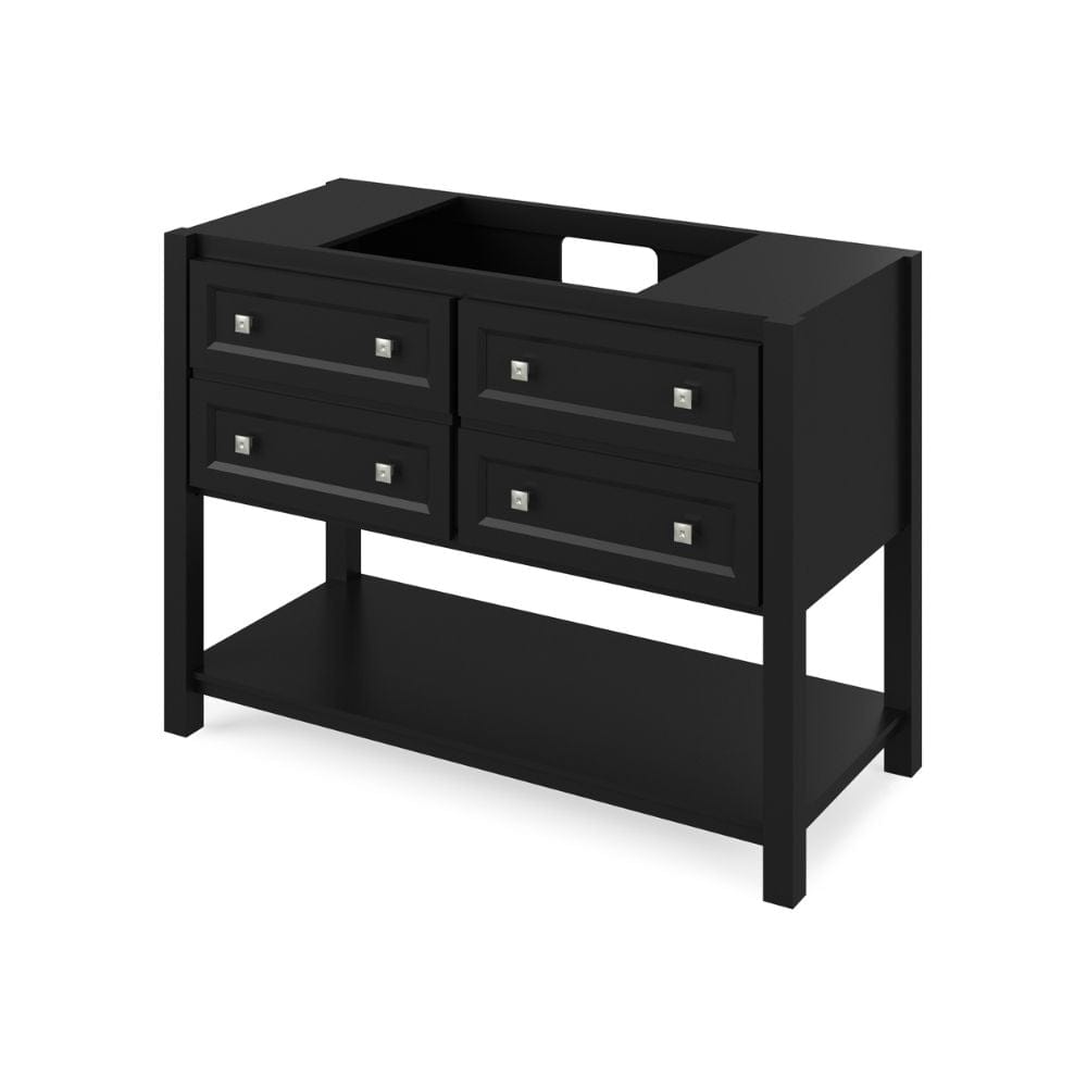 Jeffrey Alexander Vanities Adler Transitional 48" Black Vanity, Black Granite Top | VKITADL48BKBGR