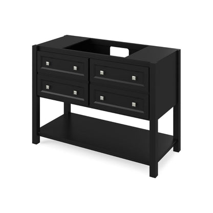 Jeffrey Alexander Vanities Adler Transitional 48" Black Vanity, Black Granite Top | VKITADL48BKBGR