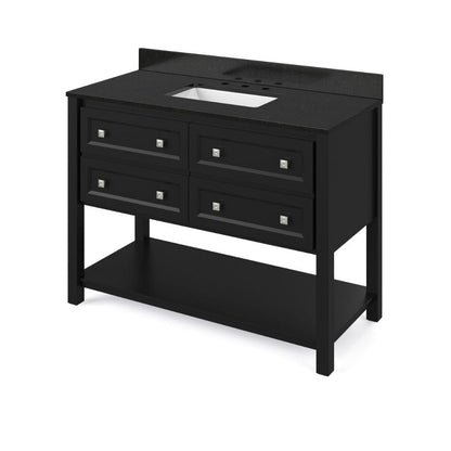 Jeffrey Alexander Vanities Adler Transitional 48" Black Vanity, Black Granite Top | VKITADL48BKBGR