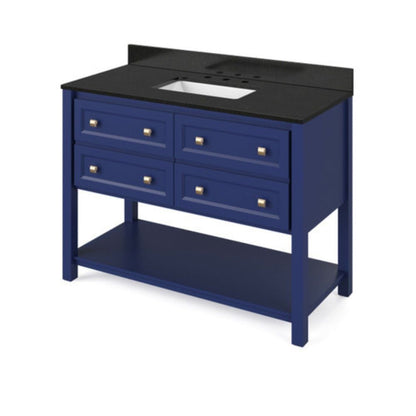 Adler Transitional 48" Hale Blue Vanity, Black Granite Top | VKITADL48BLBGR