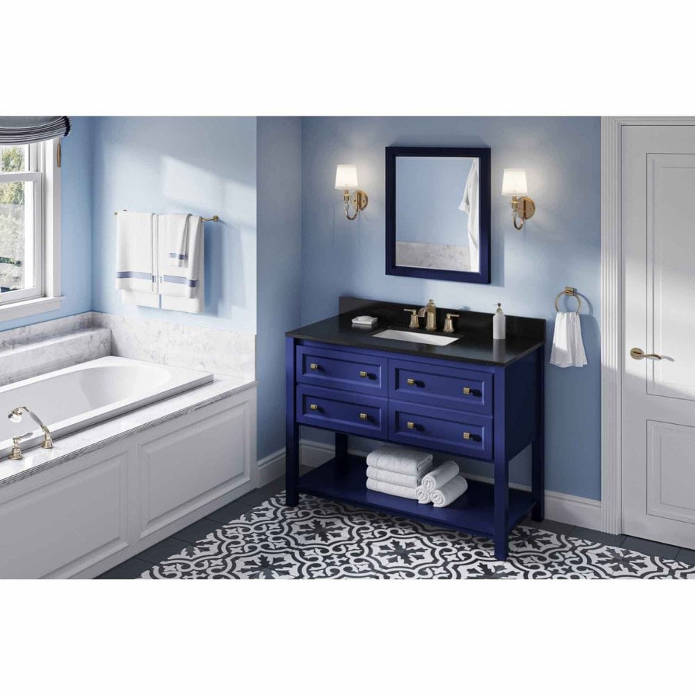 Adler Transitional 48" Hale Blue Vanity, Black Granite Top | VKITADL48BLBGR