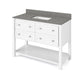 Jeffrey Alexander 48" White Adler Vanity, Steel Grey Cultured Marble Vanity Top, undermount rectangle bowl | VKITADL48WHSGR