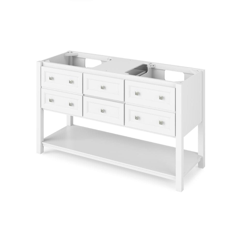 Adler Transitional 60" White Double Sink Vanity, Boulder Cultured Marble Top | VKITADL60WHBOR